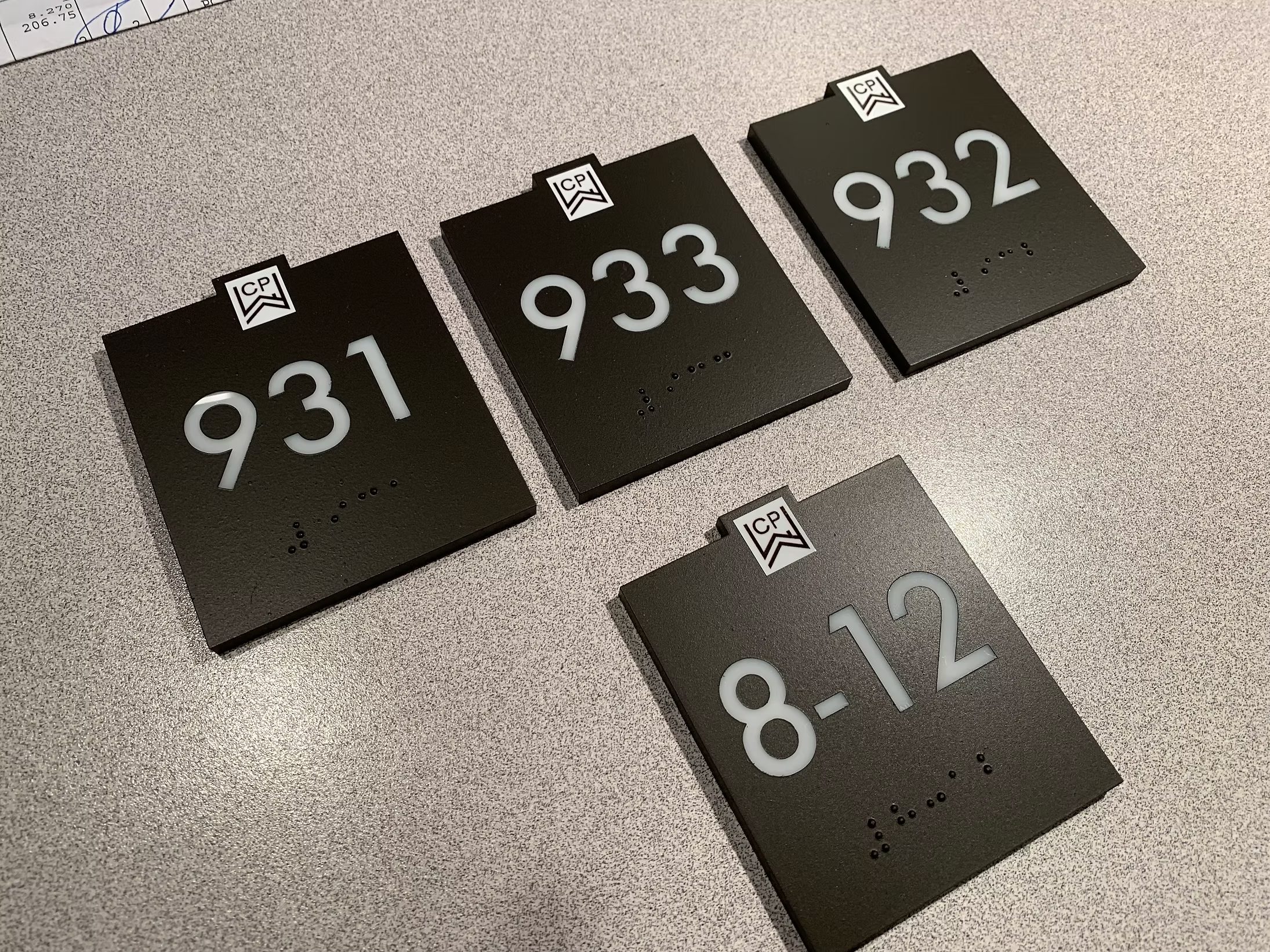 Coordinated office suite number plaques